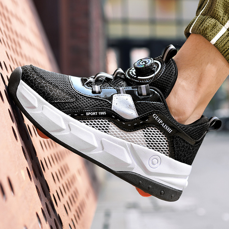 Rampage Shoes 2026 New Model for Boys and Girls, Student Sports Automatic Invisible Four-Wheel Retractable Flying Transforming Shoes
