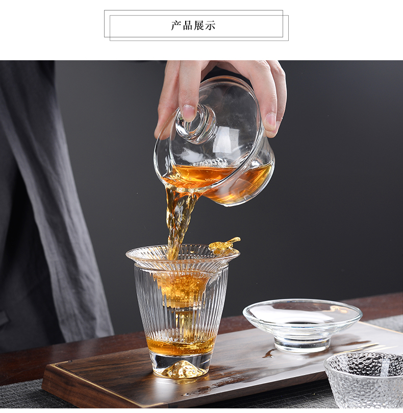 Transparent glass tureen kung fu tea set three to make tea household heat resisting high temperature) the teapot teacup set to use