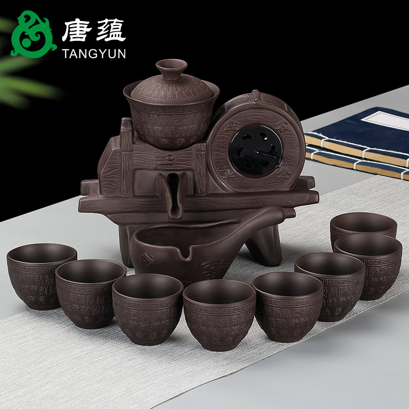 Kung fu tea set ceramic contracted household lazy fortunes graphite teapot teacup jingdezhen automatically