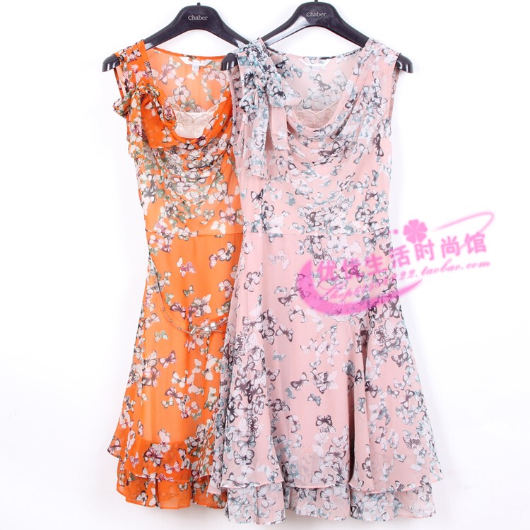 Cut Label, Qiaobo (Chaber) Store Genuine Product, Printed Sleeveless Waist-Cinching Dress 131776, No Belt Cut Label, Qiaobo (Chaber) Store Genuine Product, Printed Sleeveless Waist-Cinching Dress 131776, No Belt