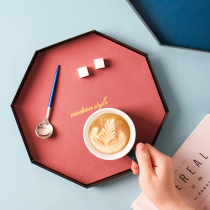 Nordic tray creative iron color eight-sided home key storage plate Tea Cup Cup tray jewelry display plate