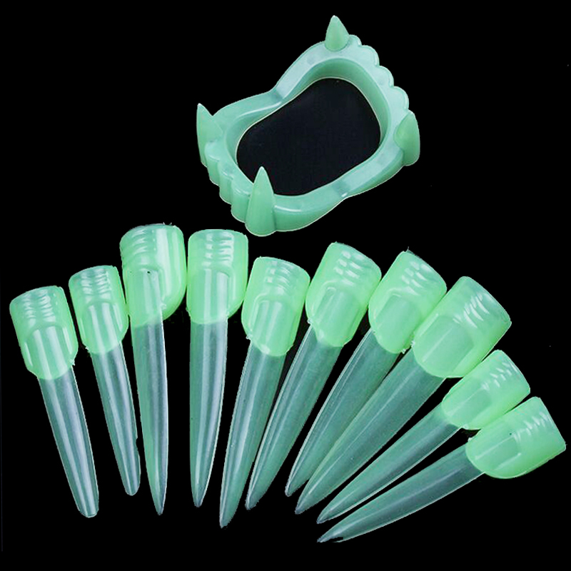 Masquerade Costume Props Zombie Fake Finger Set Nails Witch Nails Ghost Nails Fluorescent Finger Set