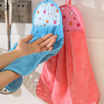 Heng Shu coral velvet hand towel hanging cartoon hand towel Super absorbent non-pure cotton cute womens thick towel rag