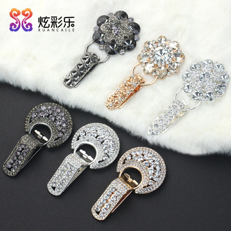 Mink Coat Rhinestone Collar Buckle Mink Duckbill Buckle Fur Decoration Pair Buckle Buckle Metal Button Button Accessories Women