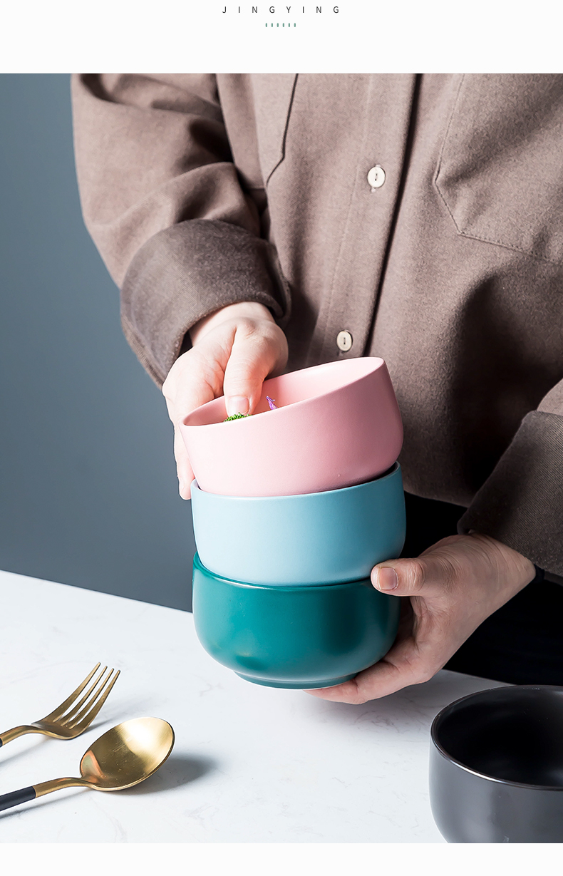 Use of creative move home a single small Bowl to eat rice Bowl dishes web celebrity northern wind jingdezhen ceramics cutlery set
