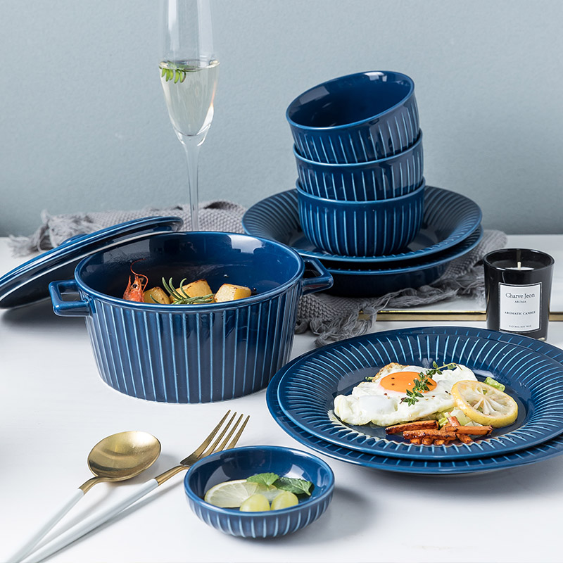 Dishes suit Nordic home soup bowl bowl pull rainbow such use contracted move bowl chopsticks sets ceramic bowl large ins