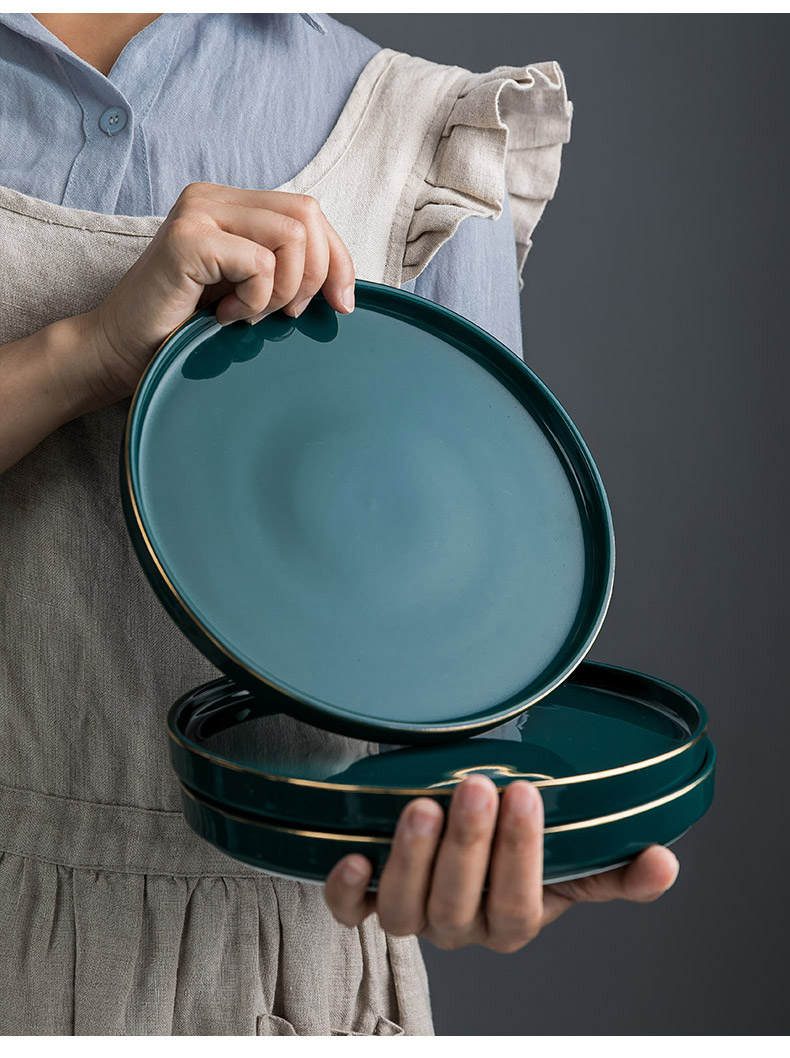 The dishes suit rice bowl chopsticks dishes home creative move web celebrity ins Nordic light key-2 luxury emerald ceramic tableware
