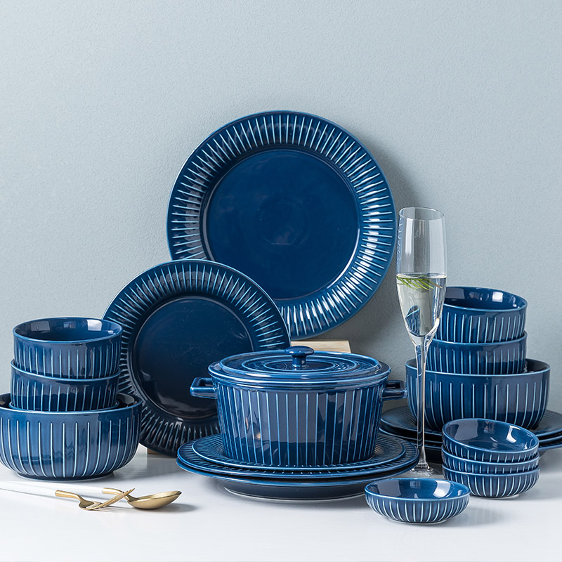 Dishes suit Nordic home soup bowl bowl pull rainbow such use contracted move bowl chopsticks sets ceramic bowl large ins