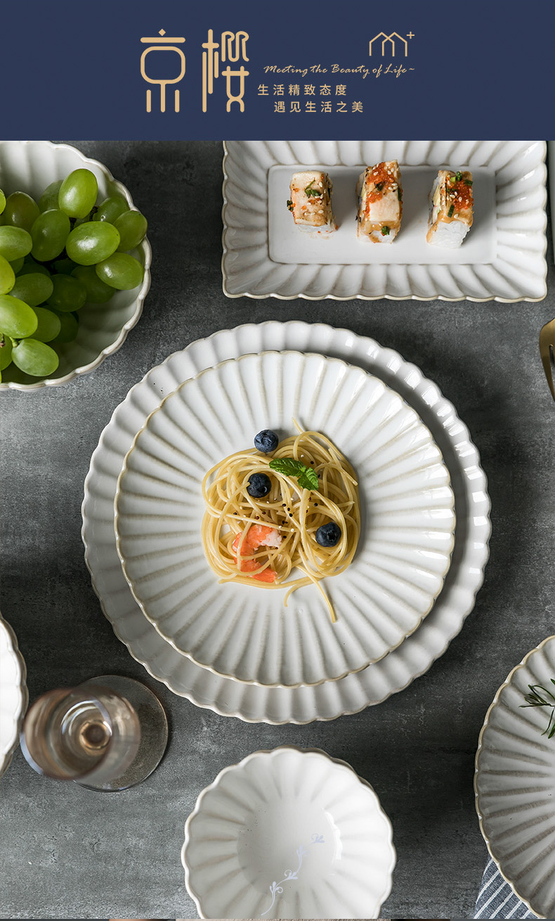 Japanese ceramics western - style food dish dessert for breakfast creative plate plate household Nordic web celebrity ins wind plate
