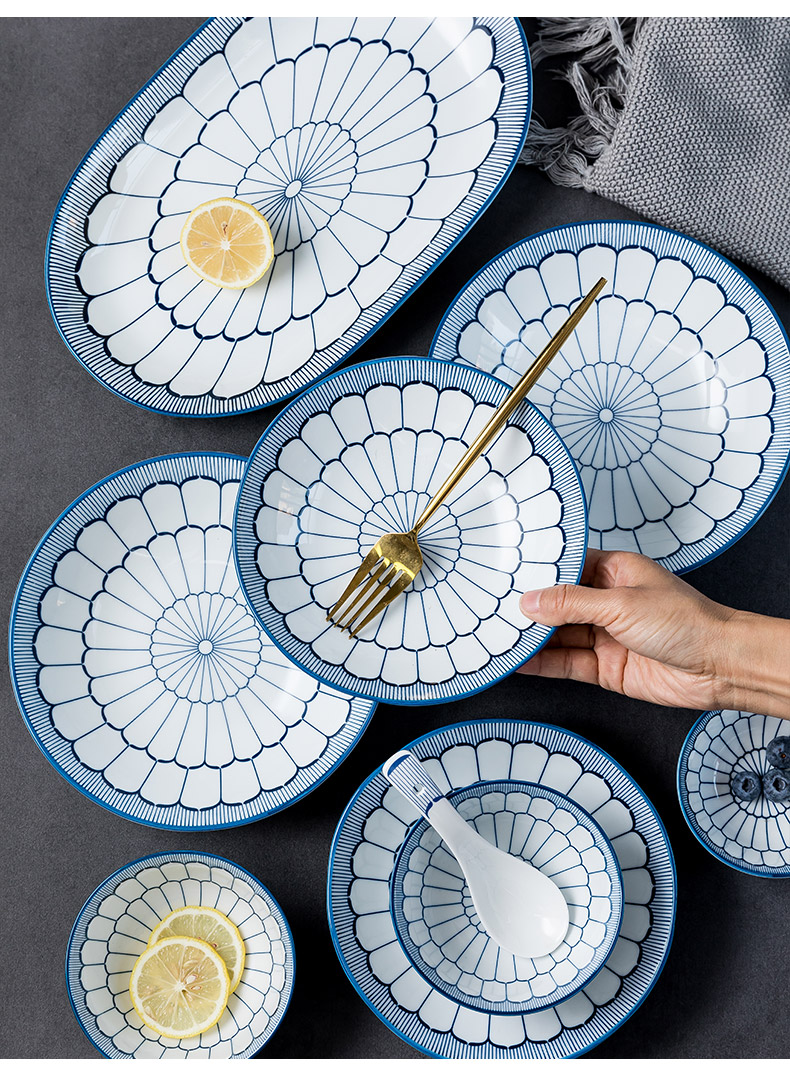 Japanese dishes suit to use chopsticks dishes dishes creative move household Chinese pottery and porcelain of jingdezhen blue and white porcelain tableware