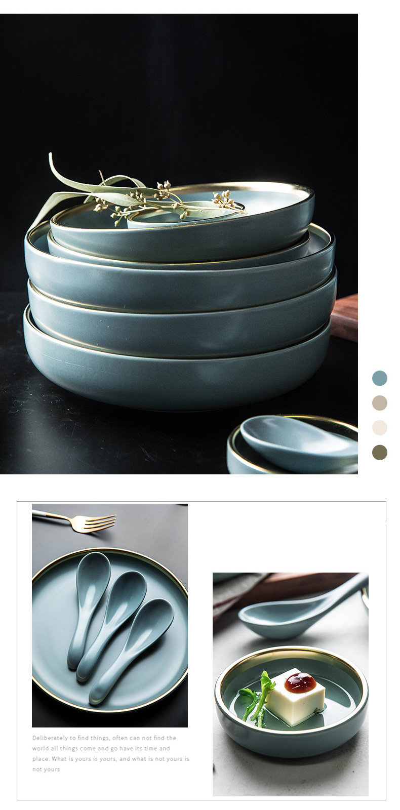 The dishes suit household Nordic light wind up phnom penh key-2 luxury jingdezhen ceramic bowl chopsticks single plate suit dishes