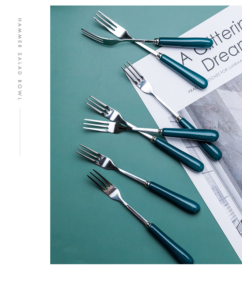 Fruit fork suit household creative lovely Fruit of Nordic stainless steel insert small fork fork ceramic cake fork