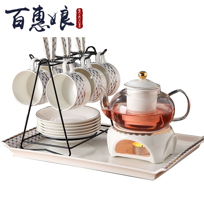 (niang ceramic electric boiling glass teapot set fruit cup English afternoon flowers and the plants tea set household idea