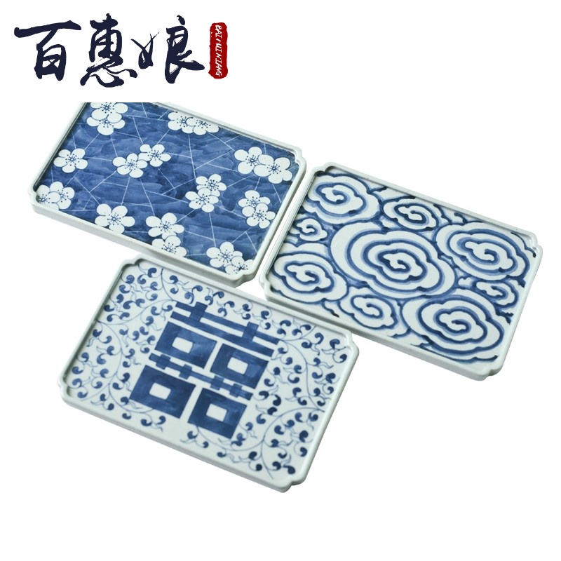 (blue and white antique ice shuang - xi mei niang Japanese hand - made coarse pottery xiangyun POTS, bearing holder, ceramic POTS dry tea inventory