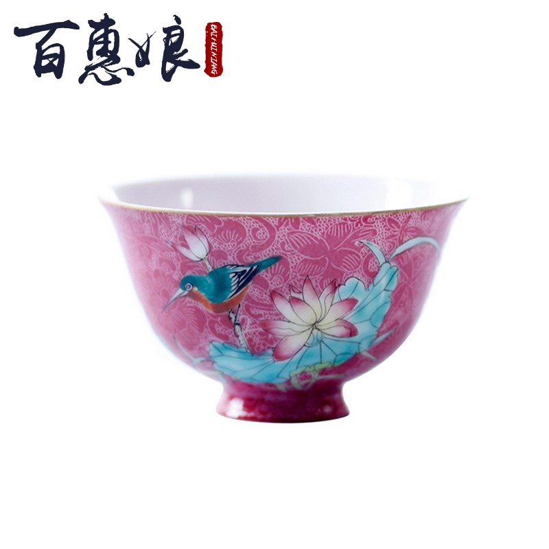 (niang jingdezhen grilled all hand thin foetus porcelain flower painting of flowers and small sample tea cup ceramic cups kung fu tea set