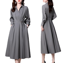 Long sleeve shirt one-piece dress lady 2023 Spring fall new temperament cashiers in high sense Career commute Long dress