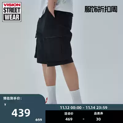 VISION STREET WEAR three-dimensional stickers bag STREET tide casual men's and women's shorts five-point pants V202NE2101