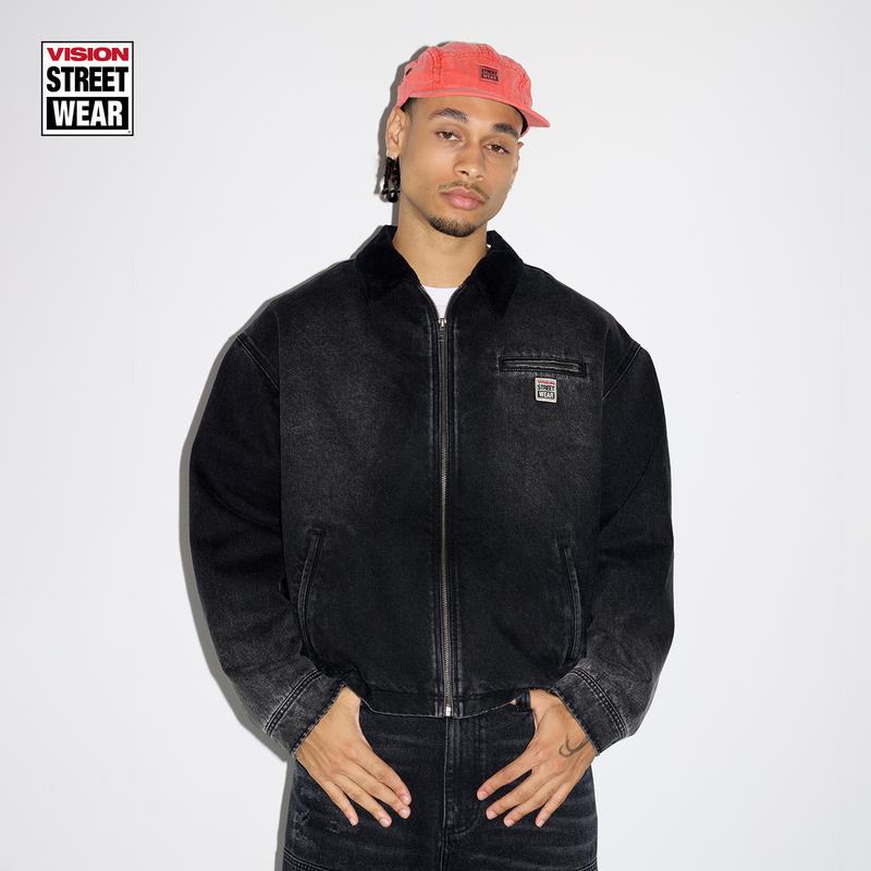 Vision Official American Retro Washed Distressed Detroit Jacket Vision Official American Retro Washed Distressed Detroit Jacket