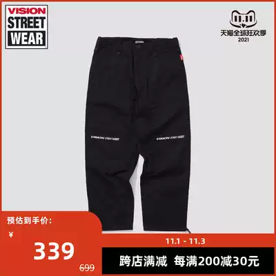 VISION STREET WEAR men and women with the same function multi-pocket LOGO holding Needle Embroidery Design casual trousers