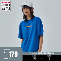 VISION STREET WEAR men and women with the same rubber paste printing back printing loose T-shirt casual short sleeve