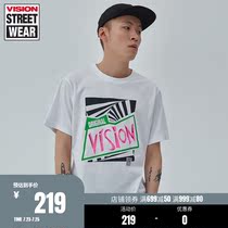 VISION men and women with the same brand LOGO geometric printing short-sleeved T-shirt V202NC7092
