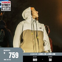 VISION STREET WEAR HOODED frock jacket fashion contrast stitching sports jacket men and women with the same