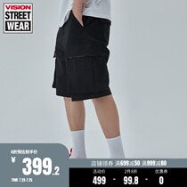 VISION STREET WEAR THREE-DIMENSIONAL PATCH bag street tide CASUAL MENs AND womens shorts five-point pants V202NE2101
