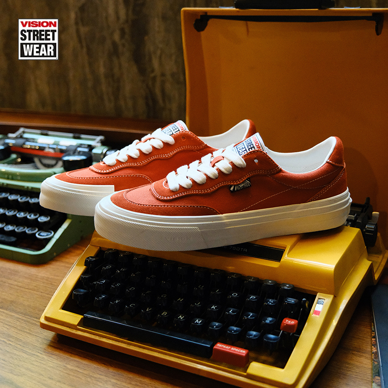 Vision Official Flat Top Grapefruit Color Low-Top Suede Canvas Shoes for Men and Women Street Sports Skateboard Shoes