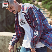 VISION American street water washed as old grit overalls long sleeve shirt for men and women the same 2022 new lining clothes