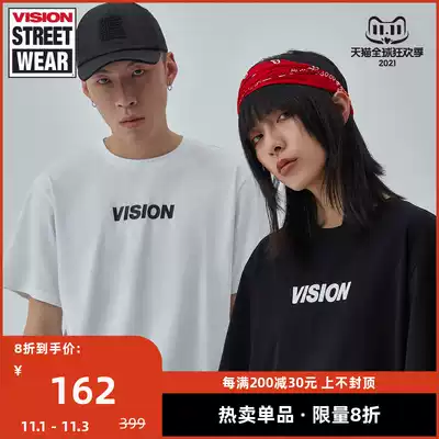 VISION STREET WEAR men and women same style STREET casual skateboard print T-shirt couples short sleeve t-shirt