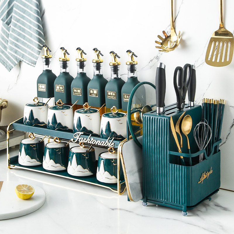 Nordic Light Extravagant Kitchenette shelf Seasoning Tank Rack Table Surface Multifunction Home Seasonings Containing Box Oil Bottle Combined Clothing