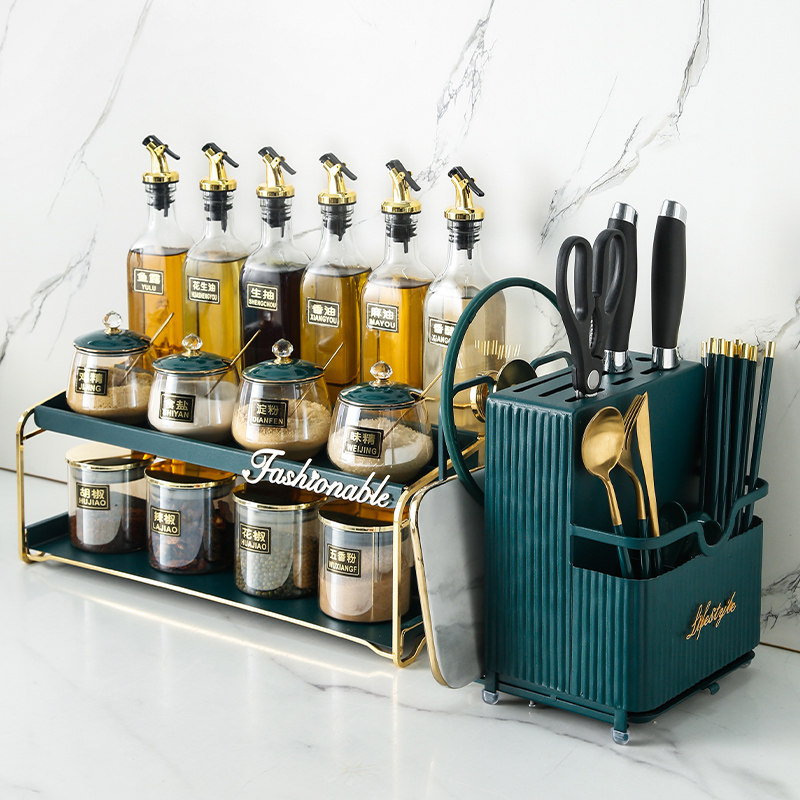 Light Extravagant Seasoned Box Suit Home Mix Seasoned Bottle Jars Kitchen Supplies Oil Salt Sauce Vinegar Complete shelf