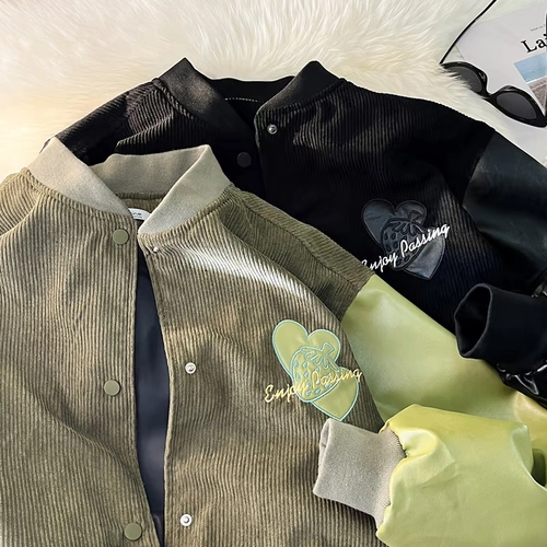 Tide, ретро куртка, бейсбольная форма, вельветовый осенний светильник, европейский стиль, в американском стиле