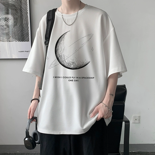 Синяя летняя футболка с коротким рукавом, сексуальная луна