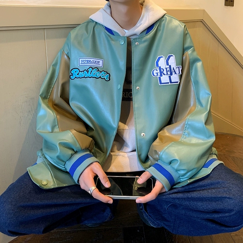 Синяя бейсбольная полиуретановая форма, куртка, демисезонный гоночный автомобиль, в американском стиле, дорожная версия