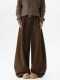 Brown lazy and relaxed jeans for men, winter fashion brand loose wide-leg scimitar pants with design and slightly flared floor-length pants.