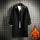 Демисезонный утепленный джинсовый плащ, бархатный пуховик, пальто, длина миди, оверсайз, размер