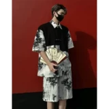 Нарукавники, летний комплект, шелковая рубашка, короткий рукав, размер, китайский стиль