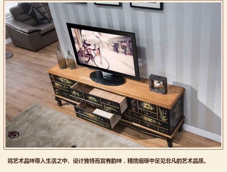 Đen phong cách châu Âu phòng khách đồ nội thất đồ gỗ rắn sơn bàn cà phê Tủ kết hợp tủ khách sạn bàn cà phê giường đẹp