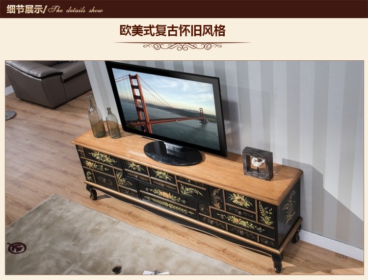 Đen phong cách châu Âu phòng khách đồ nội thất đồ gỗ rắn sơn bàn cà phê Tủ kết hợp tủ khách sạn bàn cà phê giường đẹp