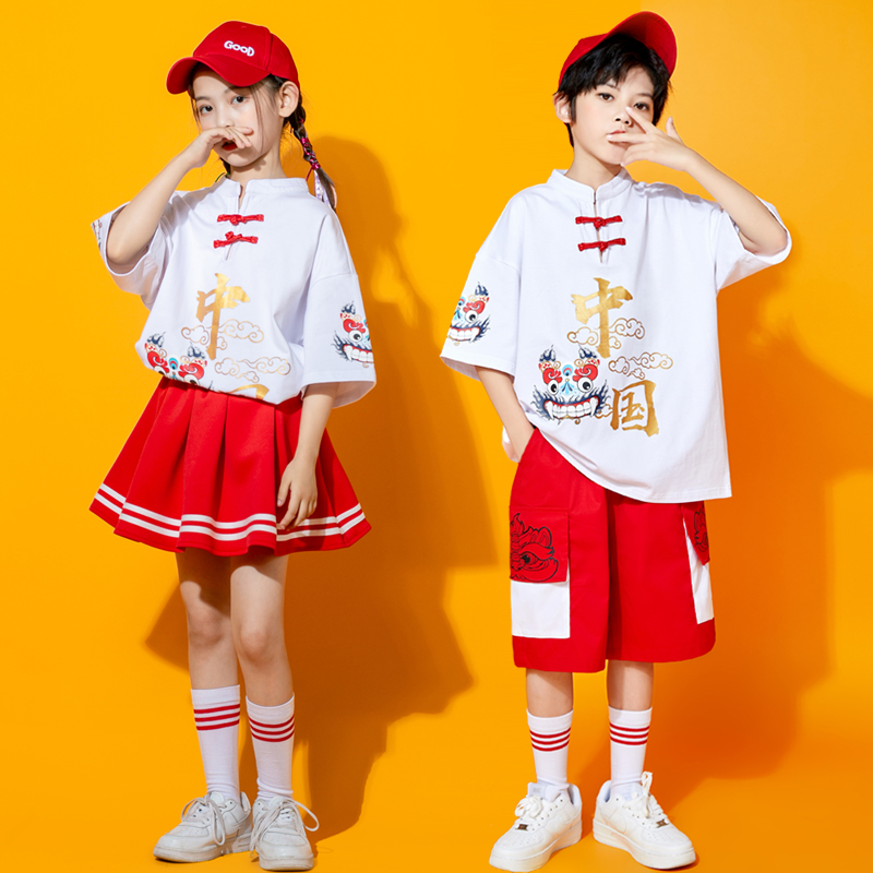 61 children cheerleading to serve girl China Wind Han clothes Primary school Children's Games cheerleader Costume Boy