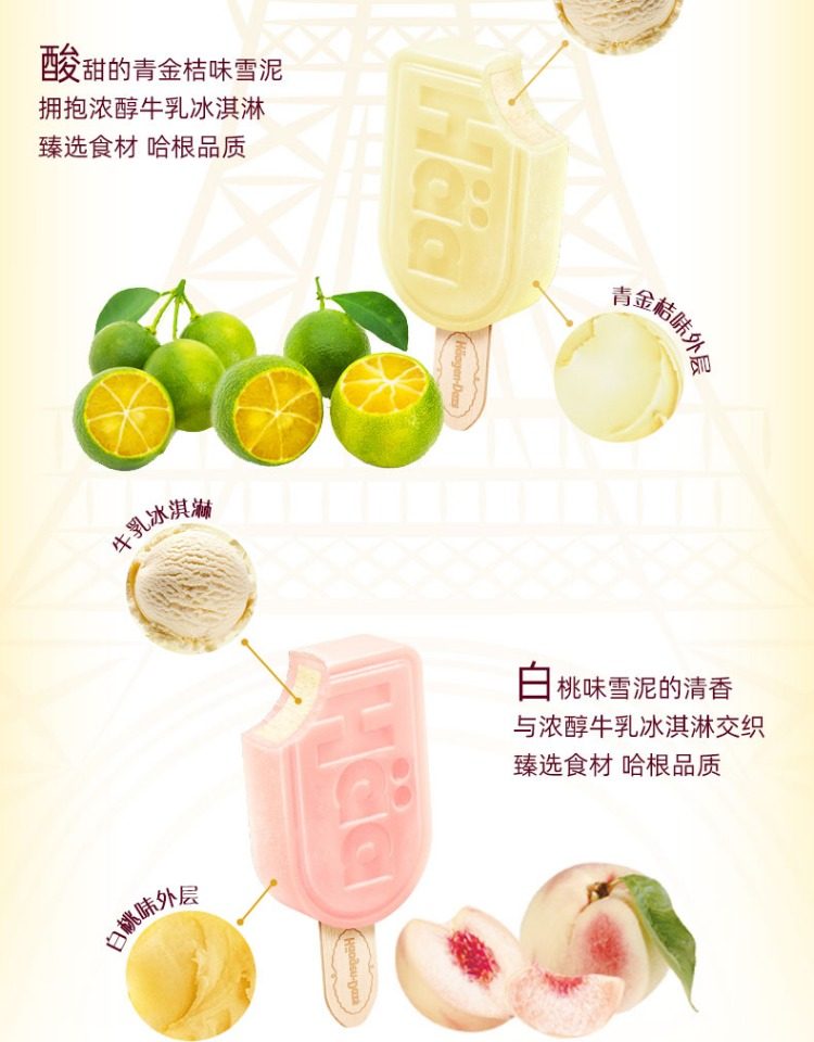 Häagen·Dazs 哈根达斯 夏颂冰淇淋雪泥组合8支 天猫优惠券折后￥119包邮（￥199-80）