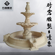 Factory custom artificial sandstone villa Park Garden large floor-to-ceiling decoration ornamental flowerpot European-style water spray landscape