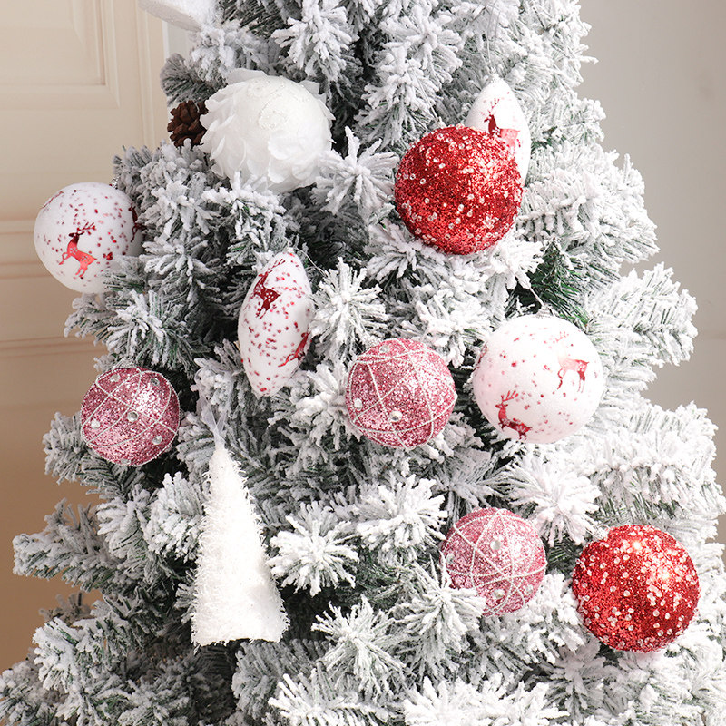 Christmas tree decorations small hanging ball pendant white 10cm foam ball export style painted ball plush small gift
