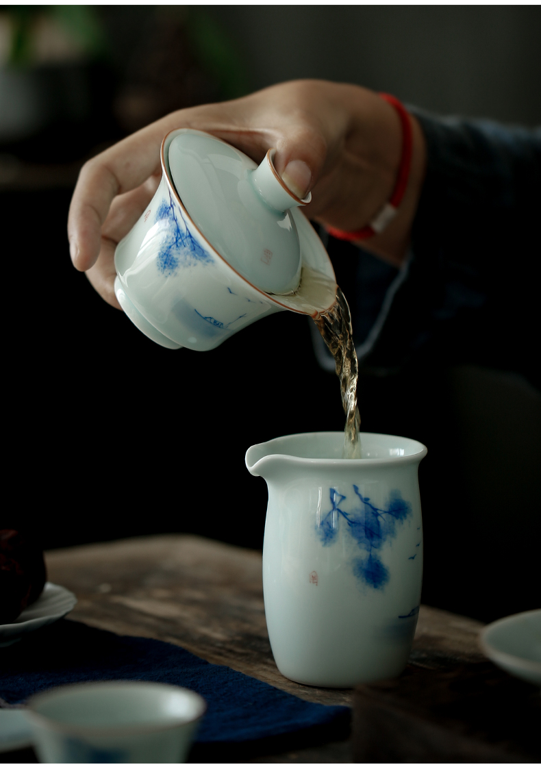 Reasonable ShangYan hand - made porcelain cup from the points of tea ware household porcelain and white porcelain tea) sea cup