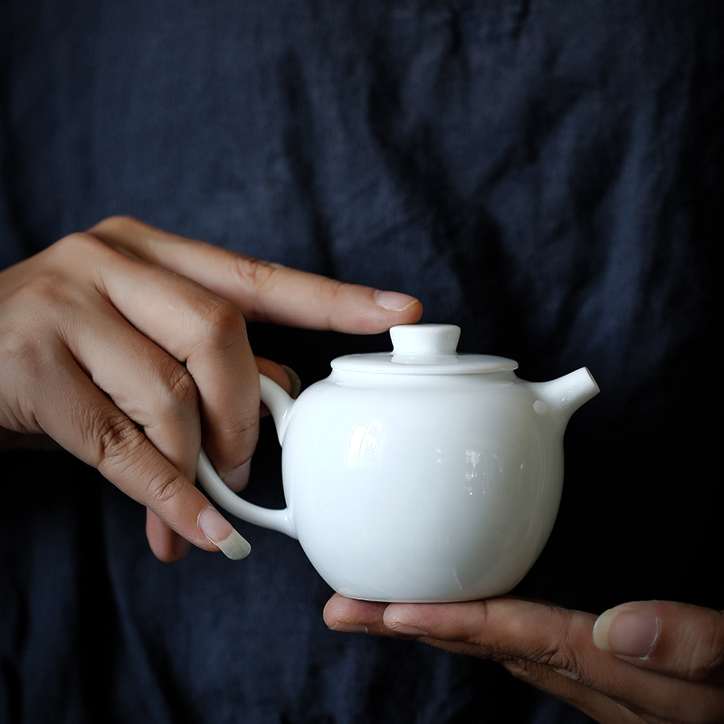 ShangYan white porcelain teapot small household single pot of tea exchanger with the ceramics filter pot of kung fu tea set hand grasp pot of contracted