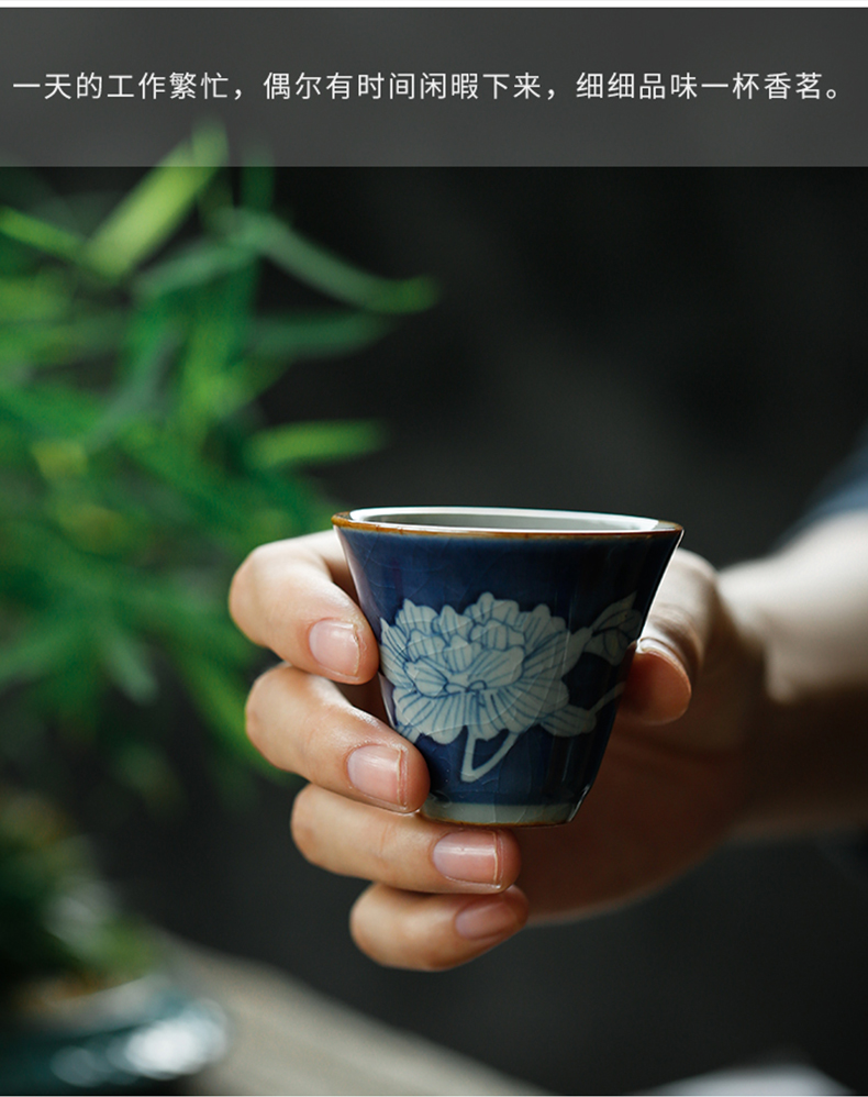 ShangYan ceramic crack cup of pu 'er tea tea is a pot of two cups of hand - made of filtering pot of blue and white porcelain tea set