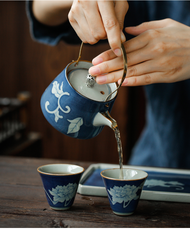 ShangYan vintage kung fu tea set suit household girder pot of tea tea tray of a complete set of tea, contracted Japanese tea set