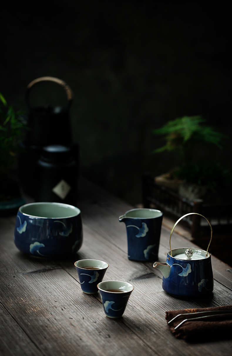 ShangYan hand - made of household ceramics fair keller of blue and white porcelain tea zero distribution of tea, antique fair cup cup)