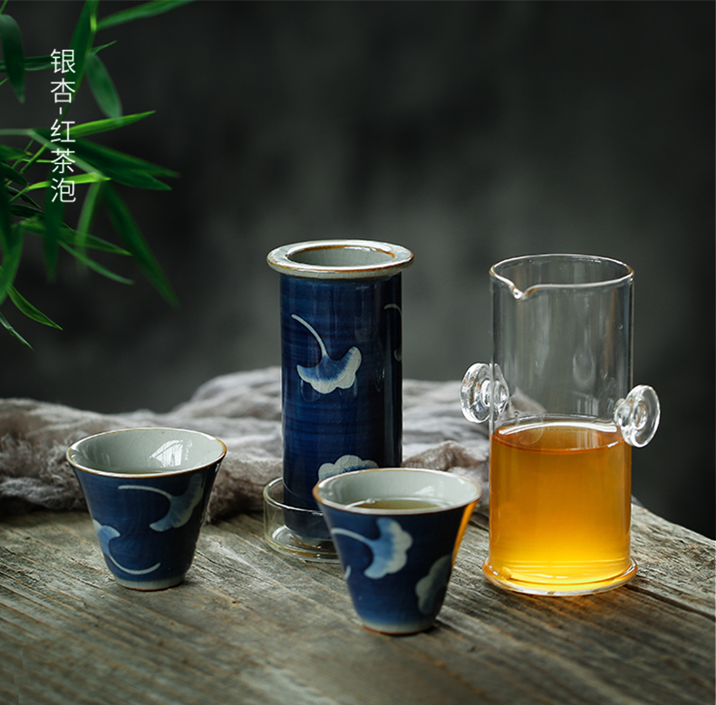 ShangYan ceramic crack cup of pu 'er tea tea is a pot of two cups of hand - made of filtering pot of blue and white porcelain tea set